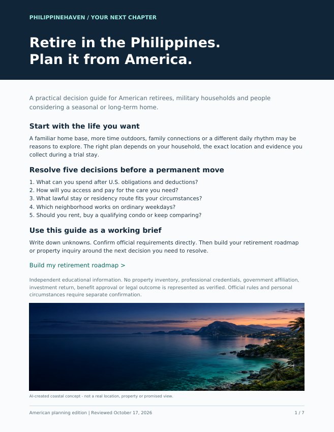 Preview of the PhilippineHaven retirement guide cover
